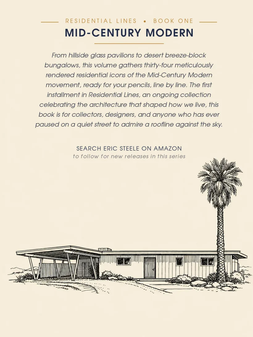 Mid-Century Modern coloring book back cover — Lines of Steele