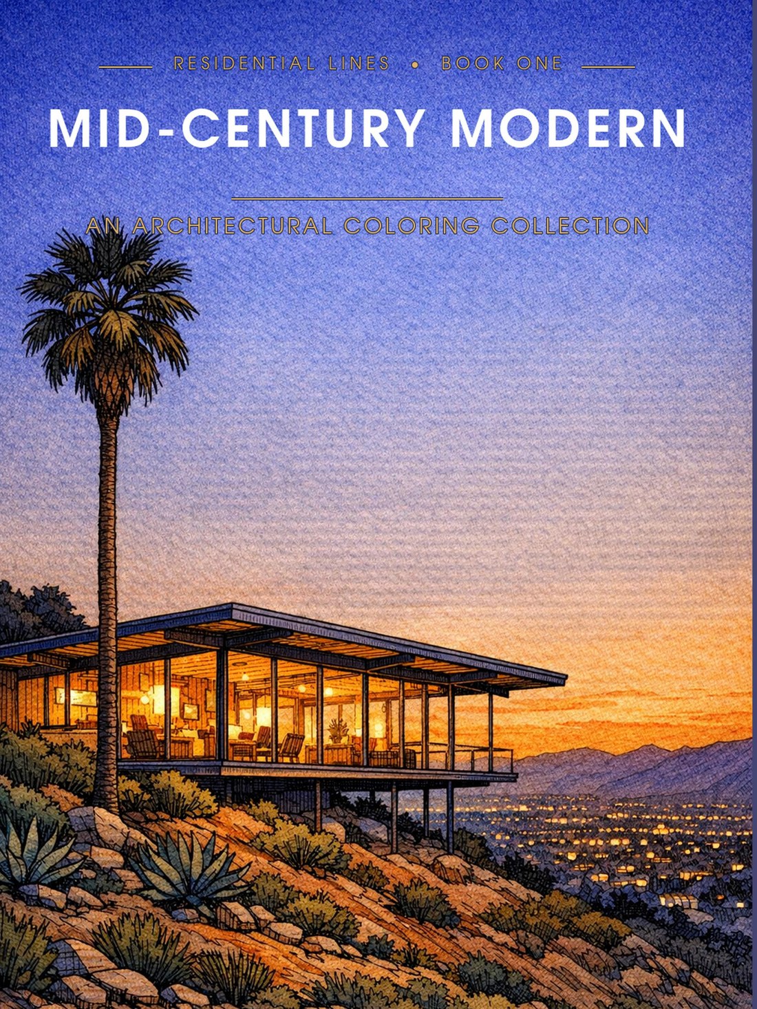 Mid-Century Modern coloring book front cover — Lines of Steele
