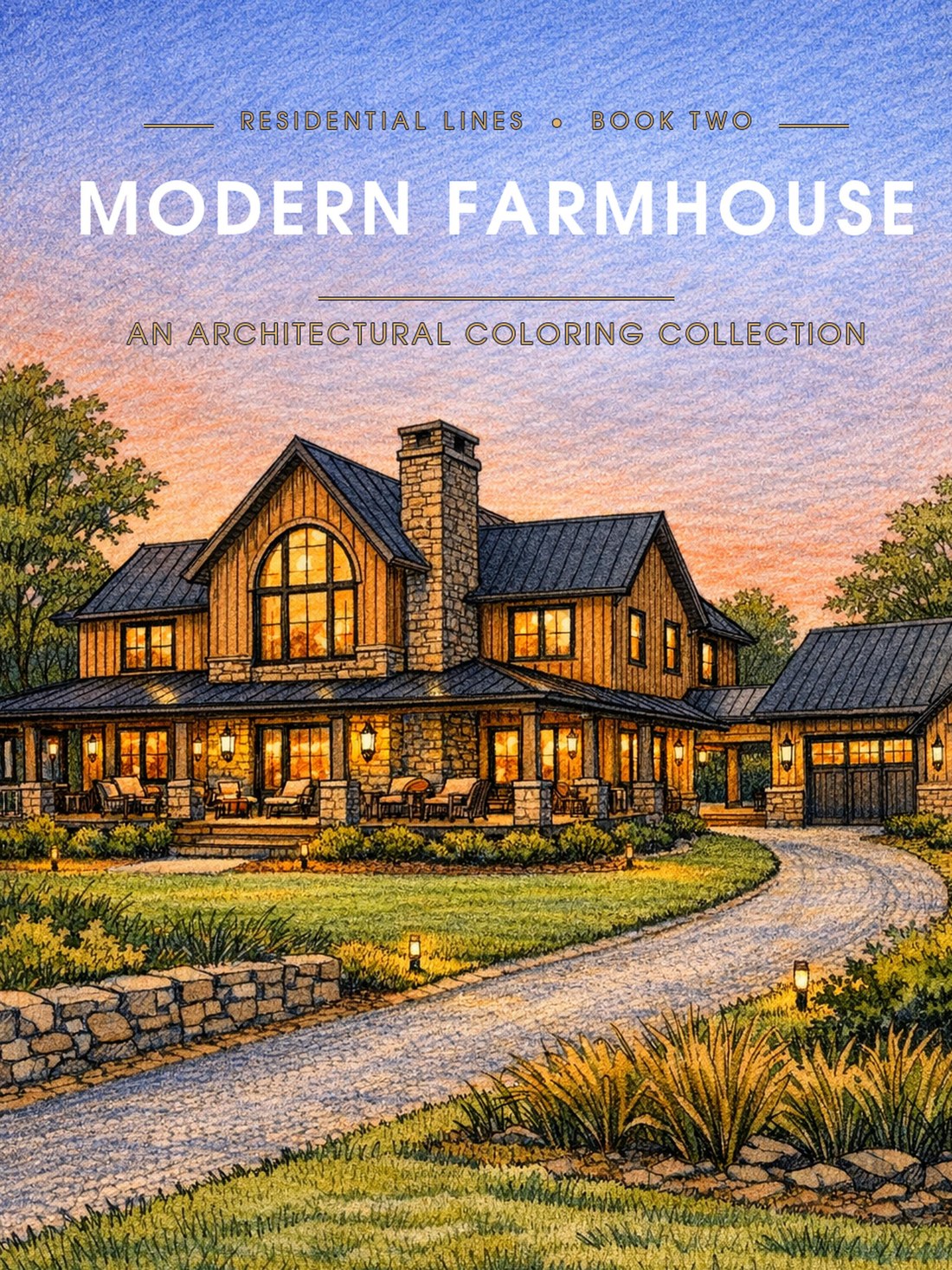 Modern Farmhouse coloring book front cover — Lines of Steele