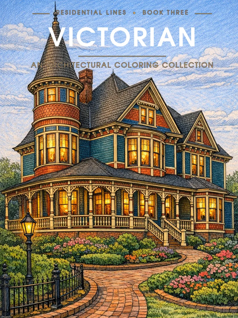 Victorian coloring book front cover — Lines of Steele